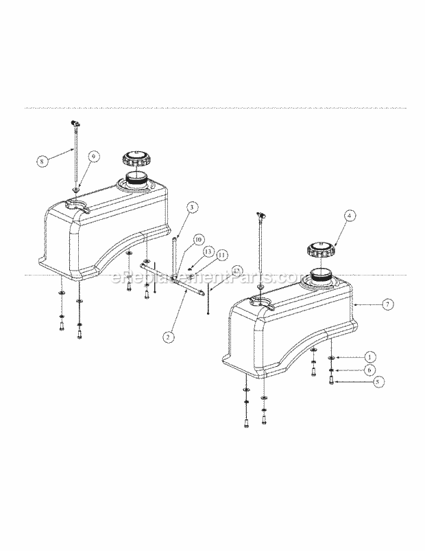 Fuel Tank Assembly Diagram and Parts List for M54-KW 53BB5DBW750 Cub Cadet Sprayer